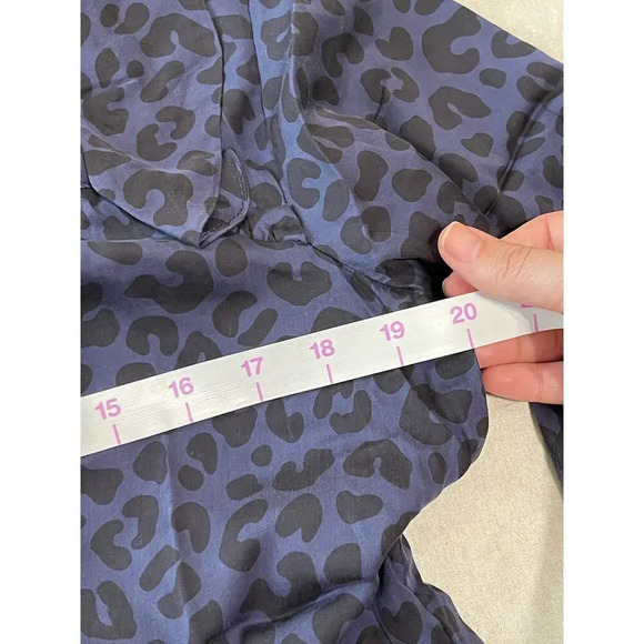 NWT Marine Layer Size Small Rory Long Sleeve Ruffle Blouse Cheetah Blue Purple - Picture 7 of 11